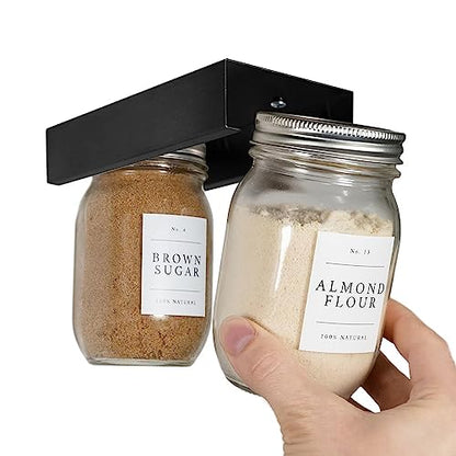 Art Secret Mason Jar Storage Rack (2 Pack) – Under Shelf Organizer for Regular Mouth Jars – Easy Install with Screws or Adhesive – Kitchen Cabinet & Pantry Space Saver - size: Regular Mouth