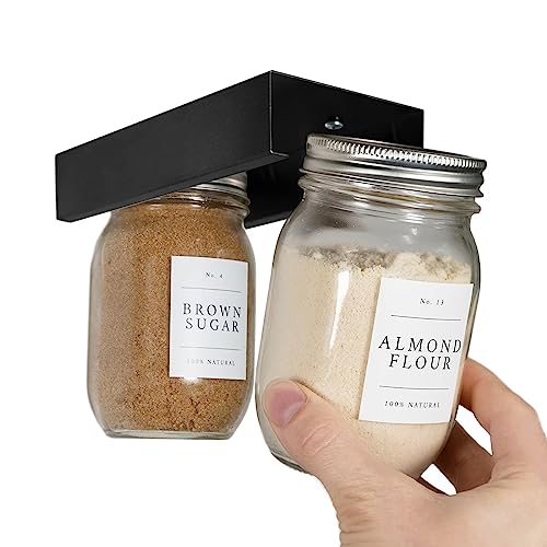 Art Secret Mason Jar Storage Rack (2 Pack) – Under Shelf Organizer for Regular Mouth Jars – Easy Install with Screws or Adhesive – Kitchen Cabinet & Pantry Space Saver - size: Regular Mouth