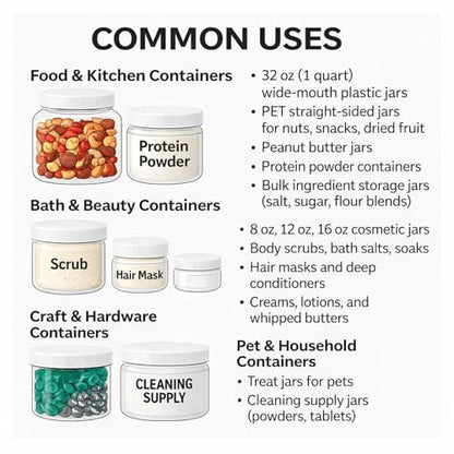 89mm (3.50") Fit -3 Pack White Plastic Lids – PE Foam Liner, Food-Grade, Leak-Resistant Caps (Jars Not Included) By The Kombucha Company - color: White, size: Plastic