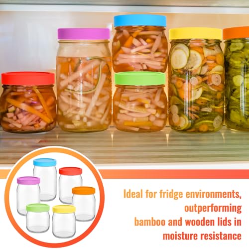 Teenyyou 12 Pcs Mason Jars 6 Wide and 6 Regular Mouth Lids Mason Jar Lids Thickened Leak Proof Lid for 86mm, 70mm Wide and Regular Mouth, Reusable Canning Jar Caps(Red Orange Yellow Green Blue Purple) - color: Red ,Orange ,Yellow, Green, Blue, Purple, siz