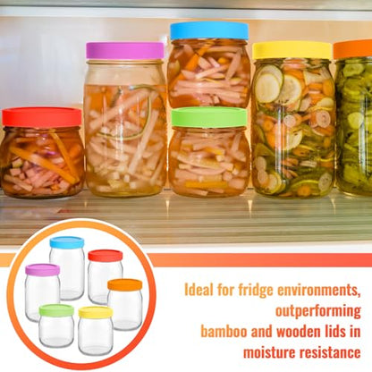 Teenyyou 12 Pcs Mason Jars 6 Wide and 6 Regular Mouth Lids Mason Jar Lids Thickened Leak Proof Lid for 86mm, 70mm Wide and Regular Mouth, Reusable Canning Jar Caps(Red Orange Yellow Green Blue Purple) - color: Red ,Orange ,Yellow, Green, Blue, Purple, siz