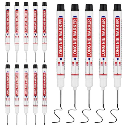15 PCS Long Head Deep Hole Marker Pens,20mm Long Nib Marker,Longs Nose Markers,Waterproof Construction Markers Marking Tool,Permanent Markers Carpenter Ink marker Pens,Metal marking Pens,Black - color: 15PCS-20MM Black
