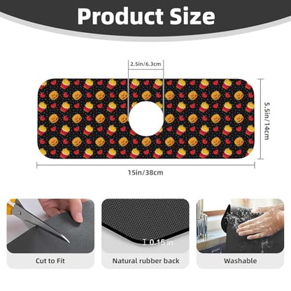 Fries Cheeseburger Heart Faucet Mat For Kitchen Sink, Absorbent Countertop Protector, Quick Dry Sink Splash Guard Pad, Waterproof Draining Mat 15" X 5.5" - color: Style 3