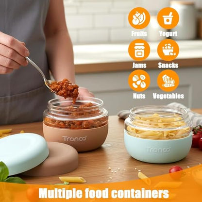 Tronco 32 oz Glass Food Storage & Lunch Bowl Containers with Airtight Lids | Leak & Spill Proof Meal Prep Container with Silicone Sleeve, Microwave & Dishwasher Safe, Soup & Stew, Office Lunch,BPA-Free - color: Black, size: 32 OZ
