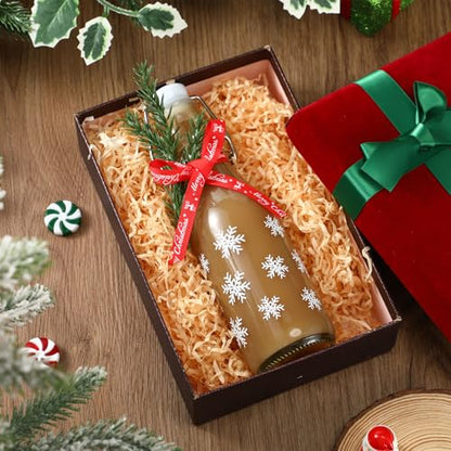 Sieral 12 Pack Christmas Snowflake Swing Top Glass Bottle 8oz Clear Flip Top Beer Brewing Bottles with Ribbon and Artificial Branches for Liquids Wine Xmas Gifts - style: Snowflake