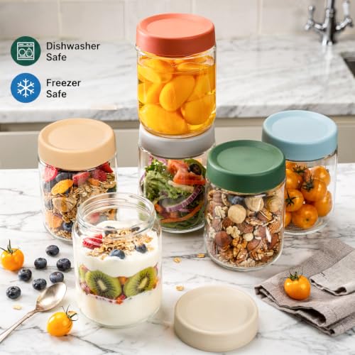 Cididu 8 Pack Overnight Oats Jars with Airtight Lids, 16 Oz Stackable Glass Jars, Leakproof Food Storage Containers, Meal Prep Containers for Oats, Meal Prep, Smoothies, Yogurt, and Salad