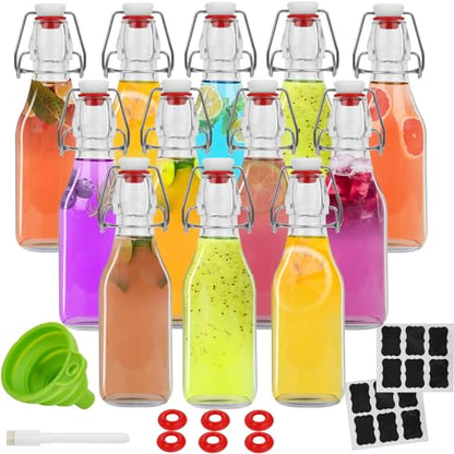 ZEBEIYU 12 Pack 8.5 oz swing top glass bottles,flip top glass bottle with airtight lid for home brewing,kombucha,kefir,vanilla extract,beer,oil,vinegar,homemade juices,soda,beverages,2nd fermentation - size: 8.5 oz