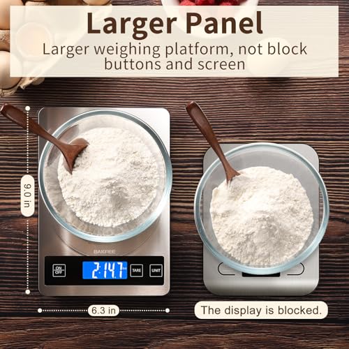 Food Scale, 15kg/33lb Digital Kitchen Scale with Stainless Steel & Tempered Glass, 1g/0.05oz Precise Weighing, Splash-Resistant and Sturdy Surface, for Cooking, Baking, Weight Loss, Meal Prep - color: Non-Rechargeable-Black