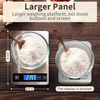 Food Scale, 15kg/33lb Digital Kitchen Scale with Stainless Steel & Tempered Glass, 1g/0.05oz Precise Weighing, Splash-Resistant and Sturdy Surface, for Cooking, Baking, Weight Loss, Meal Prep - color: Non-Rechargeable-Black