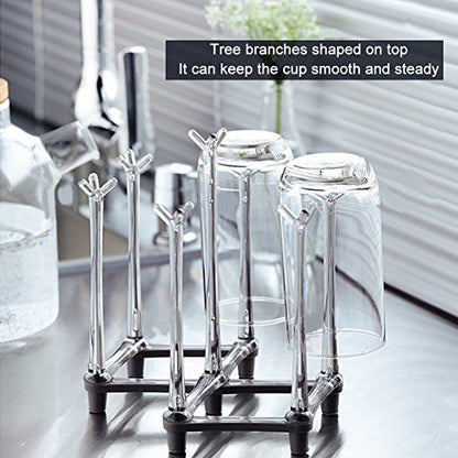 Marbrasse Retractable Cup Drying Rack, Drinking Glass and Sports Bottle Drainer Stand, Plastic Bag Dryer with Non-Slip Bottom for Kitchen Countertop - color: 1p
