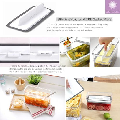 Pickle keeper Press Plate Food Storage Container Organizer for Kimchi Sauerkraut Fermentaion Airtight Lid Locking for Preserved Food (2500ml / 0.7 gal) - size: 2500ml / 0.7 gal