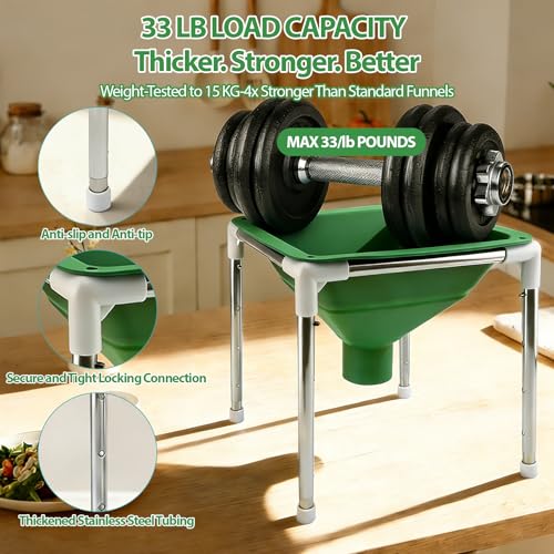 Extra Large Silicone Funnel Compatible with Harvest Right Freeze Dryer, 4-Level Height Adjustable & Collapsible, Wide Mouth Design Fits All Dryer Tray Sizes, Convenient for Mason Jars and Mylar Bags - color: Green