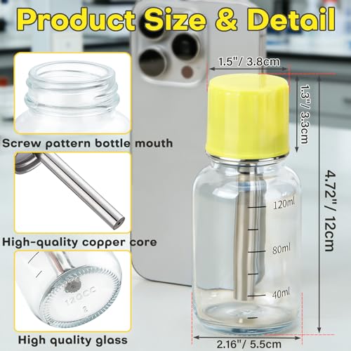 2Pcs 4Oz / 120ml Glass Dispensing Bottles for Chemical & Industrial Liquids, Nail Polish Remover Glass Bottle, Refillable Push Down Dispenser Bottle with Cover, Pump Dispenser Press Container, Clear - color: Clear - 2 pcs