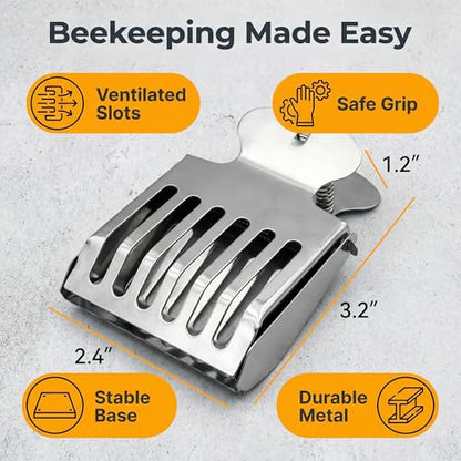 Queen Bee Catching Clip for Beekeeping Hives, Silver-Tone Metal Spring Cage Tool for Inspection and Identification, 1 Piece Handheld Holder Compatible with Queen Marking kit