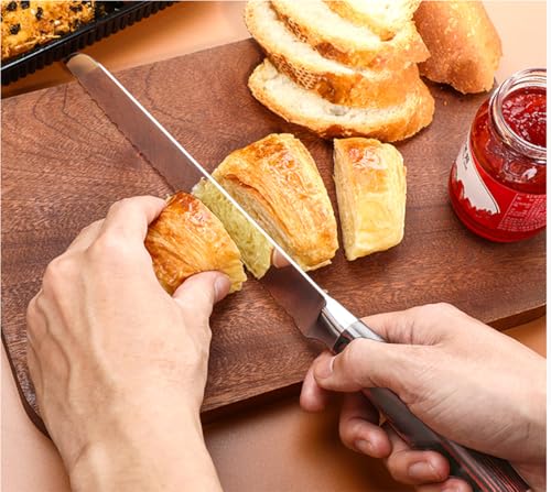 Bread Knife, 8 inch Serrated Knife, German Stainless Steel Bread Knife for Homemade Bread, Razor Sharp Edge for Efficient Slicing Sourdough Bread, Bagels, Cake