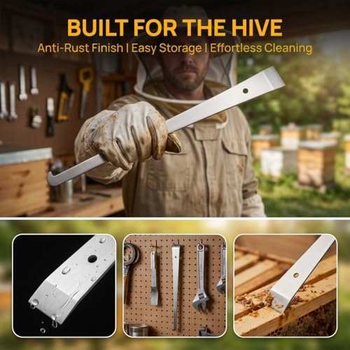 1Pc 12.2 Inch Stainless Steel Frame Cleaning Scraper, Multi-Functional Beehive Scraper Tool for Daily Beekeeping Work