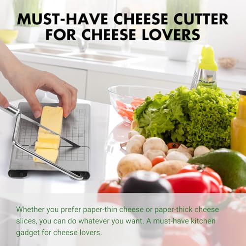 Stainless Steel Cheese Slicer - Multipurpose Cheese Cutter for Block Cheese, Butter, Fruits & Vegetables - Easy to Clean, Dishwasher Safe - size: Square