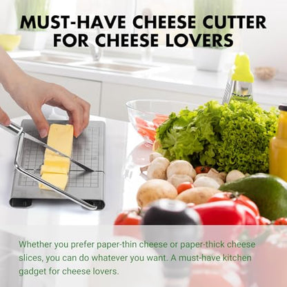 Stainless Steel Cheese Slicer - Multipurpose Cheese Cutter for Block Cheese, Butter, Fruits & Vegetables - Easy to Clean, Dishwasher Safe - size: Square