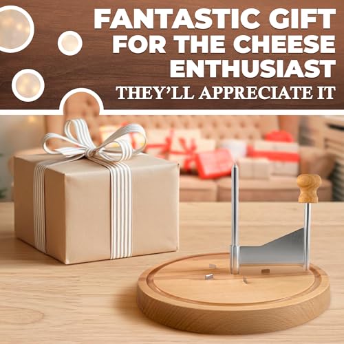 Cheese Curler Wheel – Works with Tête de Moine, Creates Floral Curls – Stainless Steel Blade, Solid Wood Base, Non-Slip Pads | Cheese Wheel Shaver for Rosette Flowers, Charcuterie and Gifting