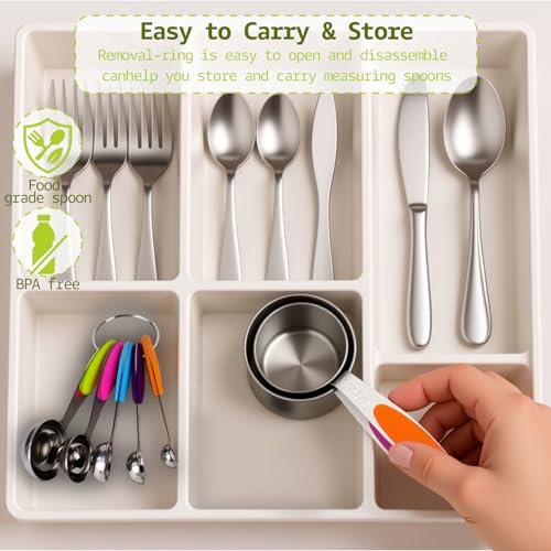 Inmorven 10pcs Measuring Cups and Spoons Set, Nesting Kitchen Stainless Steel Measuring Set for Baking Cooking Dry Liquid Ingredients Upgraded Thickness Handle - color: Stainless Steel
