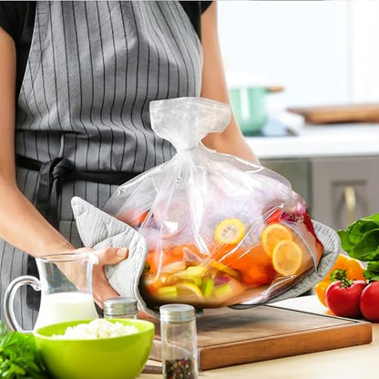 Turkey Brining Bags Kit of 2 Extra Large, 21.6"×19.6", Brine Bag with Double-Zippered for Secure Seal, Heavy Duty with Gusseted Bottom, Holds up to 30lbs, Secret to Juicy Turkeys