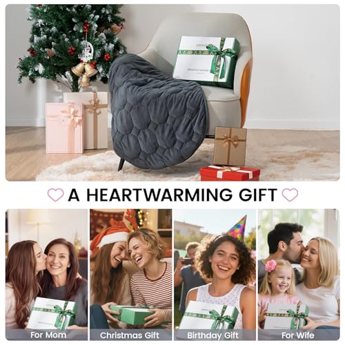 immtree Weighted Heating Pad for Period Cramps, 29" x 24" Extra Large Electric Heated Pads 7 lbs, Back Shoulder Knee Abdomen Pain Relief, Soft Warm Heavy Lap Blanket, Dark Grey - color: Dark Grey, size: 29"x24" 7 Pound