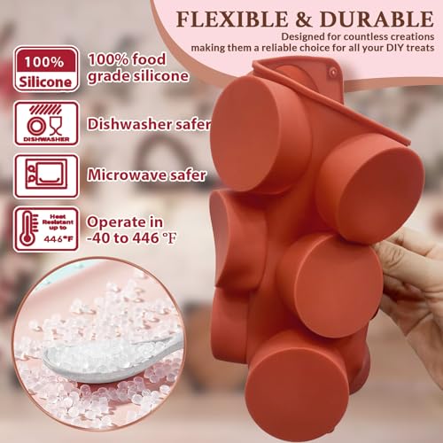 HKNMTT Round Silicone Molds 2 PCS, 12-Cavity 2.1" Cylinder Chocolate Covered Cookie Mold, Food Grade Non-Stick Baking Moulds Compatible Oreos Candy Handmade Soap Pudding Jello Mini Cake Jelly Brownie - style: Cookie Cover - 2PCS