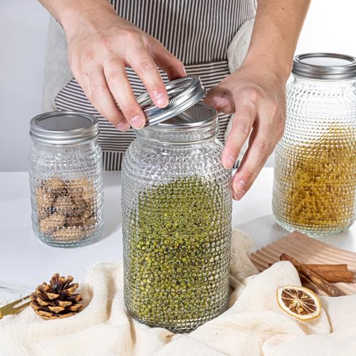 WELLIFE 6 Pack 64 oz Mason Jars Wide Mouth,Large Mason Jars for Pickling, Canning, Fermenting and Food Storage, Microwave & Dishwasher Safe - color: Clear Dot Mason Jars 64oz-6Pcs