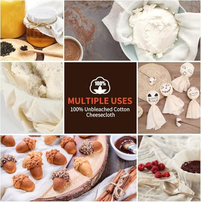 Cheese Cloths, Grade 90-72x36 Inch (18 Sq Ft),Washable & Reusable Cheesecloth for Straining & Cooking,100% Unbleached Ultra Fine Cotton Fabric,Food-Grade Muslin Cheese cloth - 2 Sq Yard - size: Grade 90 - 2 Sq Yard