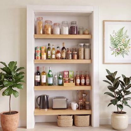 Solid Pine Wire Shelf Covers, 16" D x 24" L, Tool-Free Pantry Rack