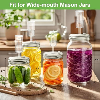 4-Pack Fermentation Kit for All Wide Mouth Mason Jars (Four 32oz Mason Jars Included), Fermentation Jars, Fermenting Weights, fermentation Lids, Airlocks, Everything Included for Fermentation - style: 4 Pack Included 4 Mason Jars