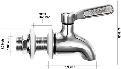 X-Chef Beverage Dispenser Spigot Replacement, Stainless Steel Metal Spigot for Glass Jar & Drink Dispenser - size: 1-Pack