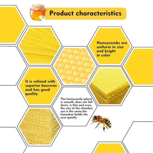 10 Pack Natural Beeswax Foundation Sheets 9x13cm Deep Cell Beehive Base Sheets for Beekeeping