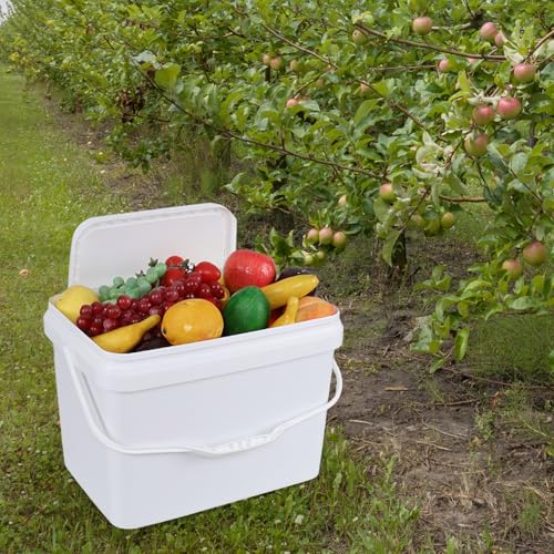 Saedy 5 Gallon Rectangular Bucket with Seal Lids for Food Storage, 4 Packs | Food Grade, with Handle - size: 5 Gallon