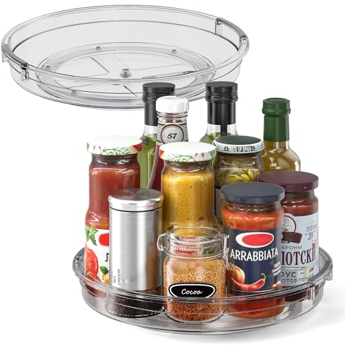 LAMU 2 Pack 10.6in Lazy Susan Organizer Turntable for Cabinet, Lazy Susan for Refrigerator Rotating Organizer for Fridge, Kitchen, Pantry, Countertop, Bathroom, Medicine Cabinet Organizer, Gray - color: Gray, size: 10.6 inch