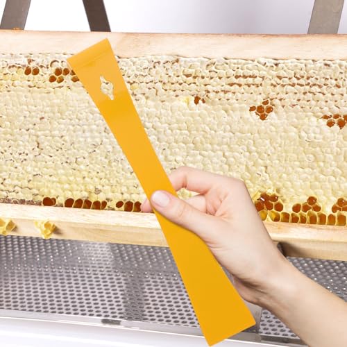 LIFKOME 2pcs Stainless Steel Hive Tool Beekeeping Equipment with Wear-Resistant Smooth Surface, Yellow Beehive Scraper Tools for Professional Beekeepers