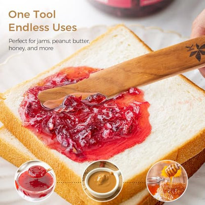 Spurtle for Sourdough Starter, Danish Dough Whisk and Jar Spatula, Solid Teak Wood for Mixing, Scraping Jars and Bread Making Tools, Wooden Kitchen Utensils for Non-Stick Cookware (2) (1 Pcs spurtle) - size: 1 Pcs spurtle