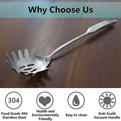 Spaghetti Server, [Rustproof, Integral Forming, Durable] Newness 304 Stainless Steel Pasta Fork with Vacuum Ergonomic Handle, Comfortable Grip Design Spaghetti Server for Kitchen, 14.33 Inches - size: Spaghetti Server