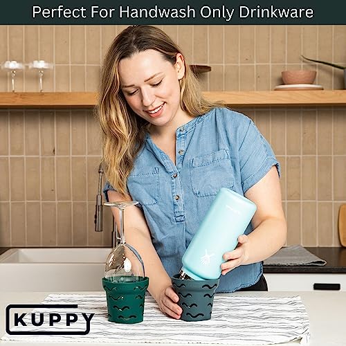 Kuppy Silicone Water Bottle Drying Rack - Fast-Dry Bottle Dryer for 20-64oz Cups - Reusable Food Storage Bag Drying Rack - Compatible with Stanley, Owala, Stasher (Green, 4-Pack) - color: Green