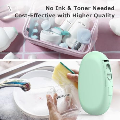 SUPVAN E10 Bluetooth Label Maker Machine with 3 Tapes, Continuous Waterproof Label, Versatile App with 35 Fonts and 1k+ Icons, Inkless Labeler for Home, Kitchen, School, Office Organization, Green - color: Green