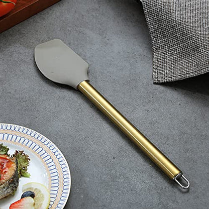 Gold Spatulas, Berglander Non-stick Silicone Flexible Scrapers Baking Mixing Tool With Titanium Gold Plating Handle, Baking Tools, Heat Resistant, Dishwasher Safe, Easy to Clean - style: m. Flexible Scraper