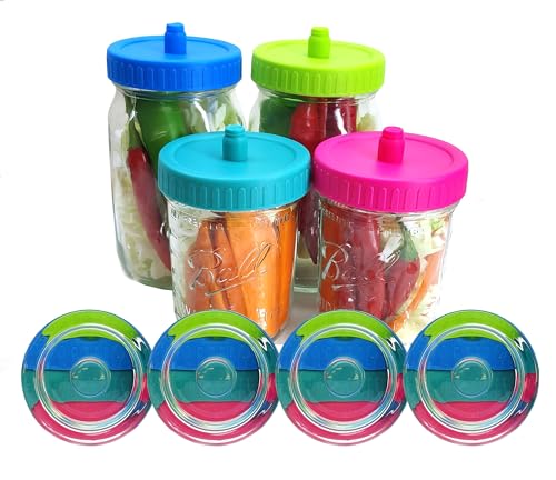 Mason Jar Fermentation kit for Wide mouth Mason Jar with 4 Glass Weight and 4 Fermenter Caps -Jars Not Included(Without pounder) - size: Without Pounder