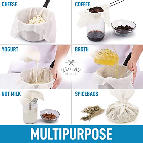 Zulay Grade 90 Cheesecloth - Unbleached & Reusable Ultra Fine Cheese Cloths - Pure Cotton Food Grade Cloths For Cooking, Straining, Basting, Making Cheese, Decoration and More (2 Yard) - size: 2 yard