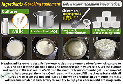 6 pcs Soft Cheese Mold for Cheese Making 1.25QT - Small Cheese Mold - Homemade Cheese Making Supplies - Cream Cheese Form Mold - Molde Para Queso Fresco Casero - Feta Ricotta Cheese Making Basket