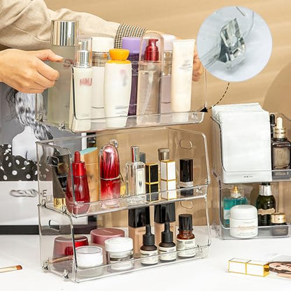 Nicunom 2 Pack Stackable Plastic Storage Bins Open Front, Clear Pantry Organizer Bin Household Food Storage Bin for Kitchen Countertops Cabinet Shelf Fridge