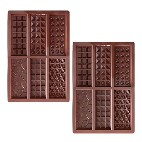 2 Pieces Silicone Break Apart Chocolate Moulds,Silicone Square Mold,Non-Stick Candy Chocolate Bar Mold,Reusable Candy Protein Silicone Chocolate Mold （B） - color: 2 Pieces