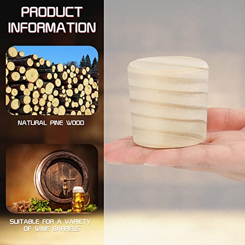 Weysat 1 Pcs Wine Barrel Cork Plug Stopper 1.77~2 Inch Whiskey Barrel Bung Hole Plug Oak Wood for Whiskey Beer Bottle Crafts