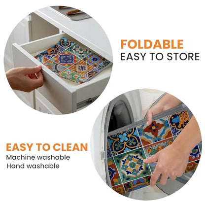 Talavera Mexican Tiles Dish Drying Mat For Kitchen Counter, Super Absorbent Microfiber Dish Drying Pad, Kitchen Gadgets For Easy Clean Multi-Use Large 18"x24" - color: Talavera Mexican Tiles