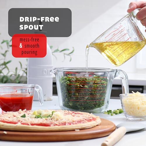 Eatex Glass Measuring Cups Set of 3 - Liquid Measuring Cups, Glass Measuring Cup Set - 1,2,4 Cup Measuring Cup - Dishwasher Oven, Microwave Safe Measure Cups - size: Set of 3