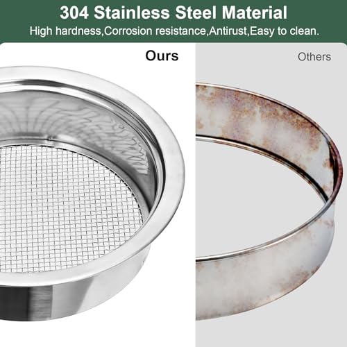 Soil Sieve Set Garden Soil Sifter Stainless Steel Mesh Sifter,Compost Sifter with 1,3,6,9,12mm Sieve Mesh and Bonsai Soil Scoop - style: 151